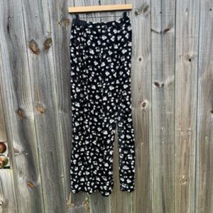 Floral double front slit maxi skirt, elastic waistband, side zipper